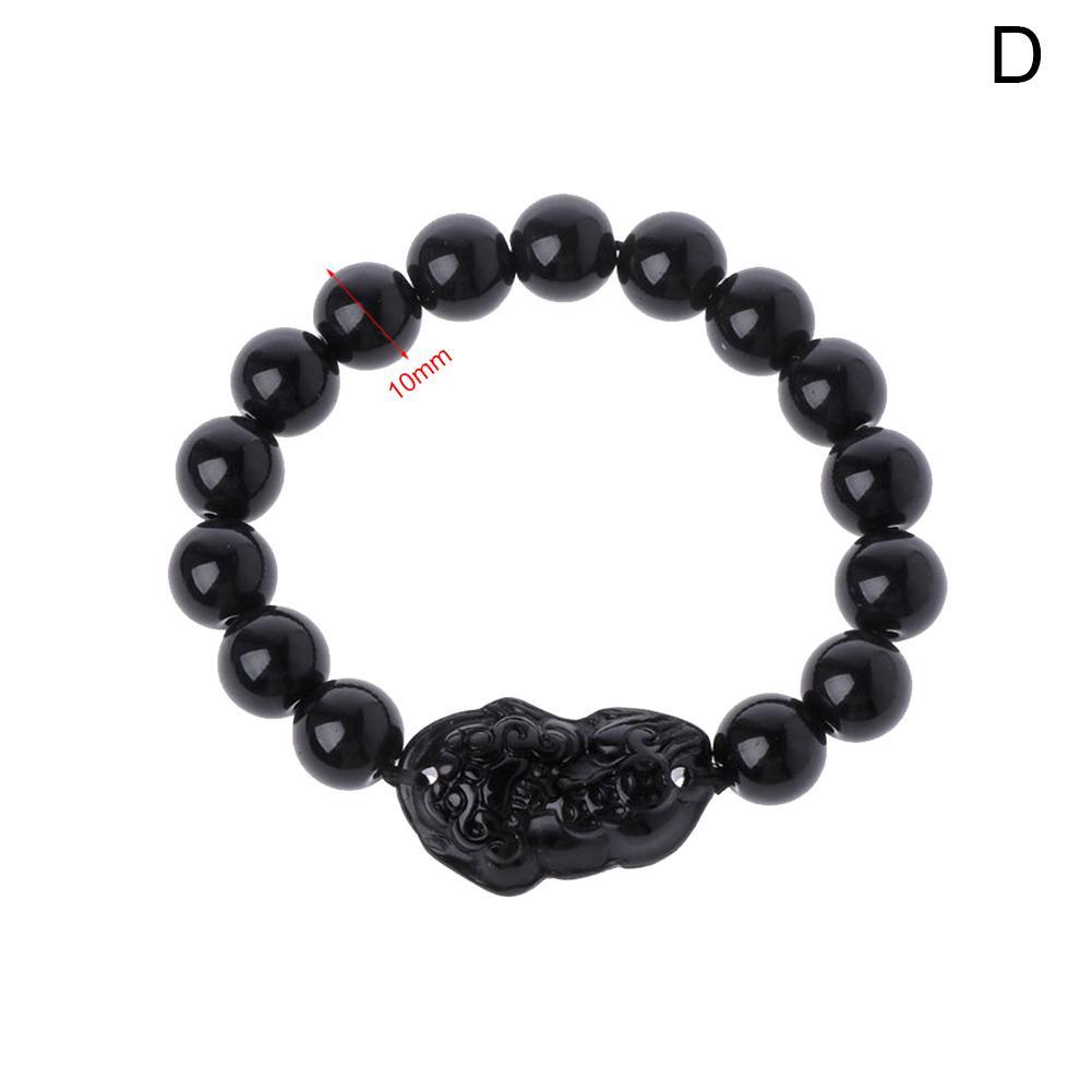 Feng Shui Schwarz Natürliche Stein Pixiu Armbänder Zu Gewinnen Reichtum Und Gute Glück Reize Schmuck Für Frauen & Männer: D 10mm