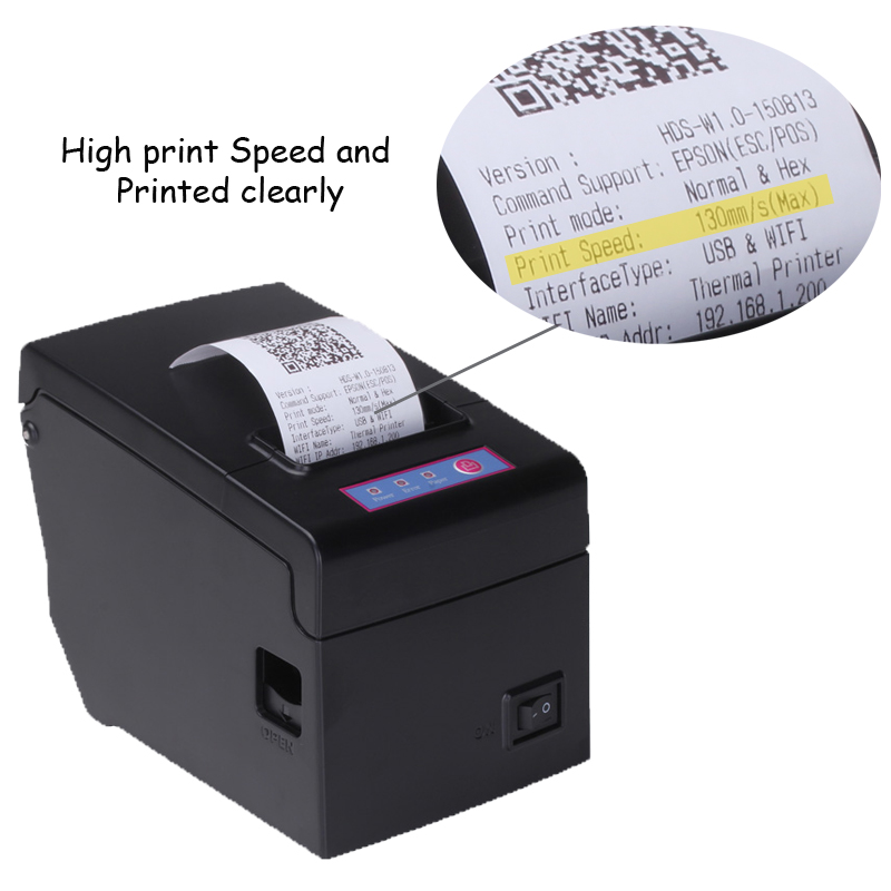 POS58 ethernet RJ45 pos thermal receipt bill printer with 130mm per second support Multi-Language HS-E58L