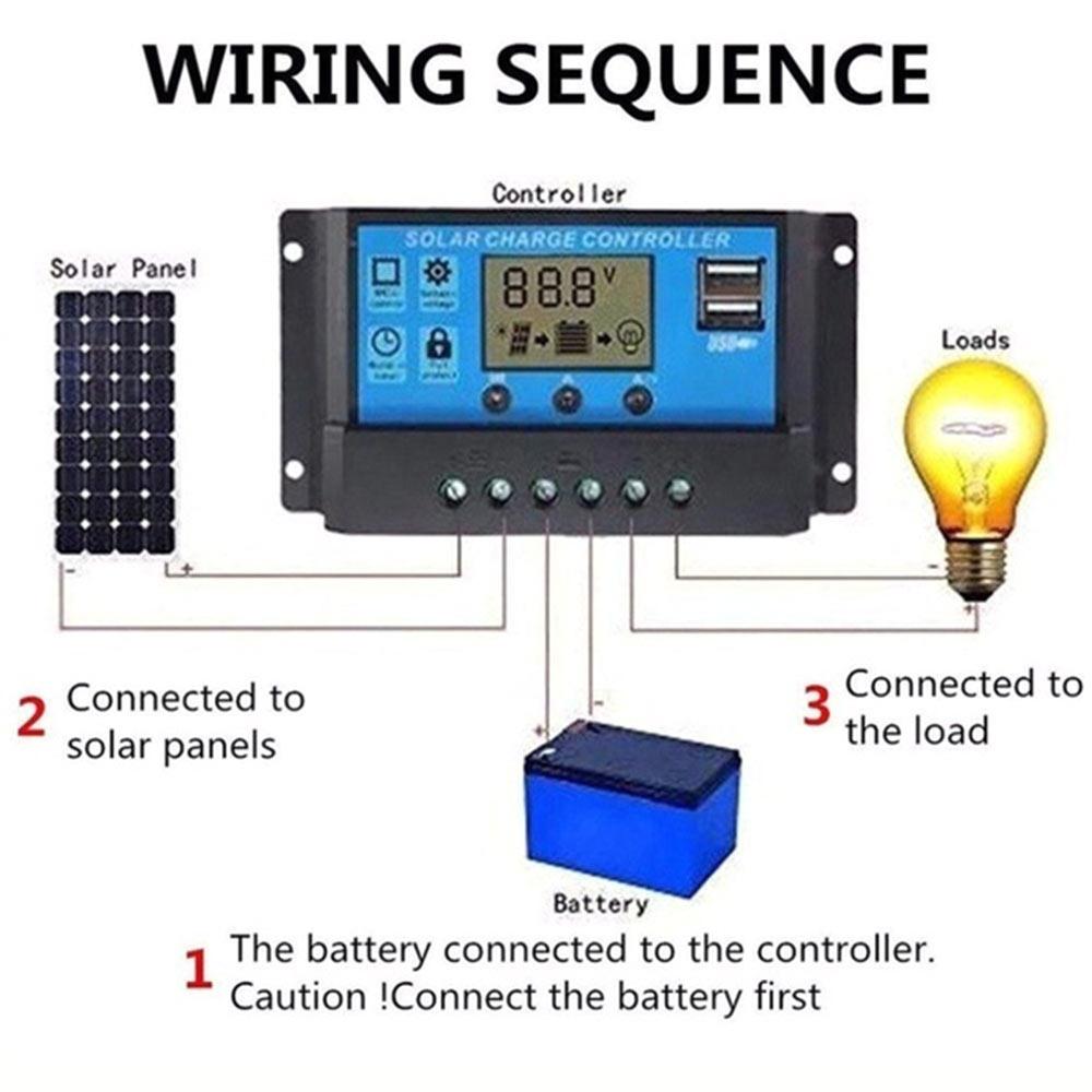 12/24V Dual Usb Solar Laadregelaar Boot Pwm Lcd Home Solar Controller 5V/1.2A