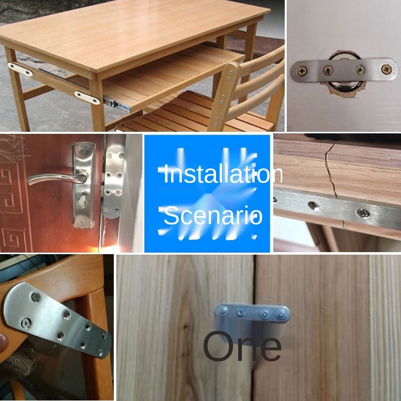 Stainless Steel Straight Piece Connector Connection Code Straight Piece Iron Flat Angle Furniture Fixed 180 Degree Code 2Pcs