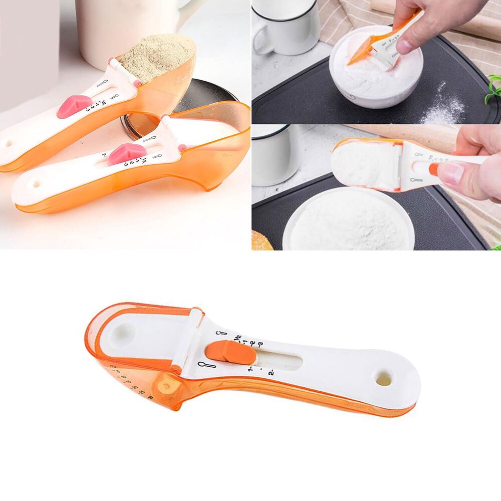 Plastic Adjust Measuring Cup Spoons Scale Scoop Kitchen Cooking Handle Baking Sugar Floor Measure Tool Baking Kitchen Gadgets