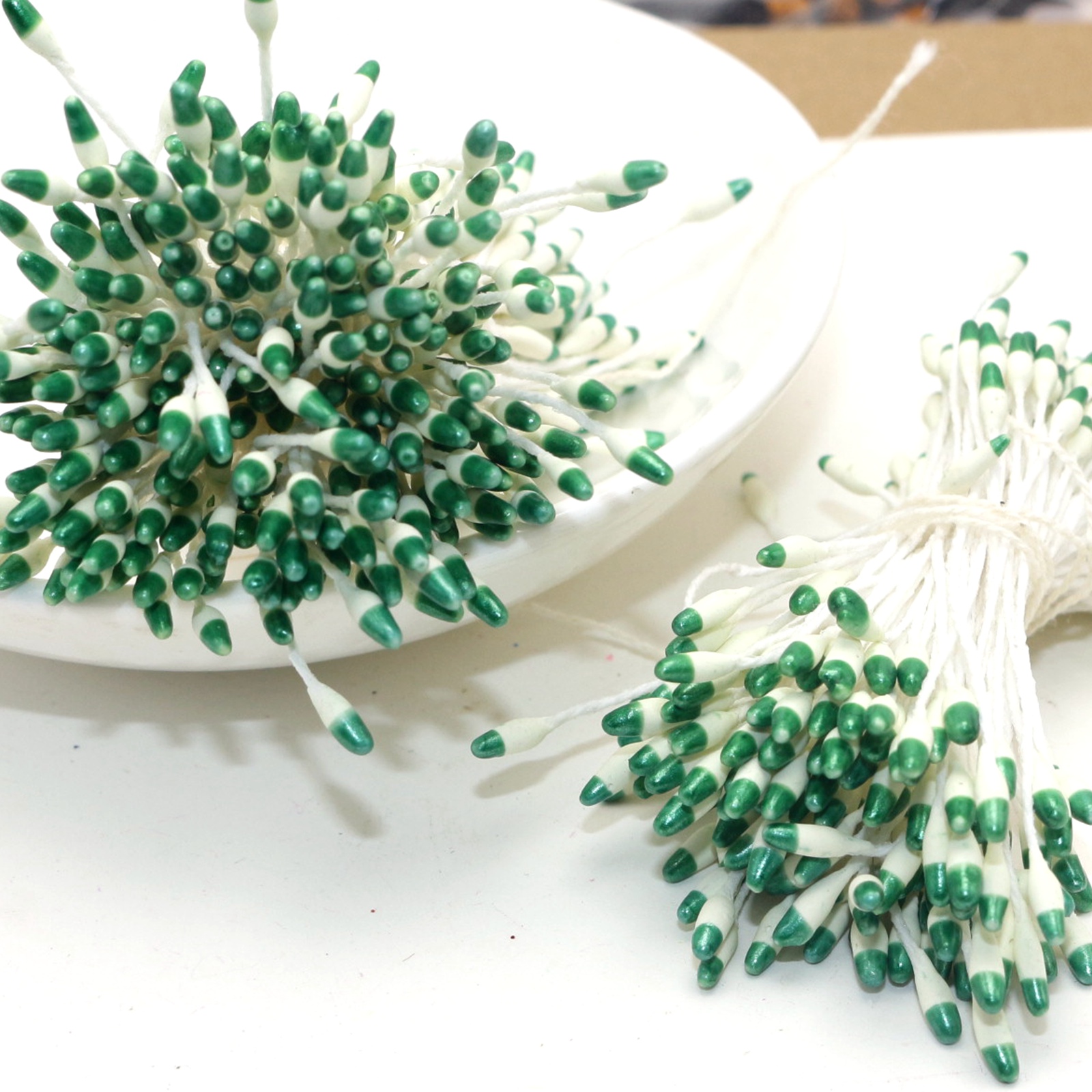 Hand-Made Artificial Flower Stamen para casamento, Pistil Cotton String, 560 Double Color