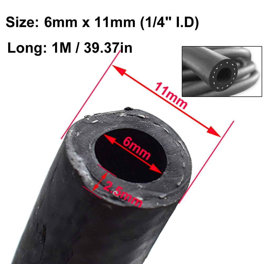 8mm Inner (5/16" I.D) / 13mm Outer Diameter Automobiles Engine Oil Diesel Fuel Hose Line Pipe Tube 100cm Rubber Hose Car Styling: 6mm x 11mm 1M