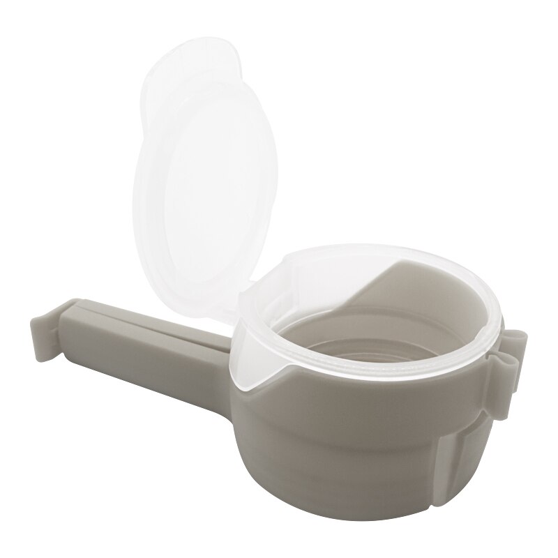 4 stuks zakklemmen voor het bewaren van voedsel, afsluitklemmen met schenktuit, keukenklem voor het afsluiten van plastic doppen, opberg- en organisatiegereedschap: Grijs