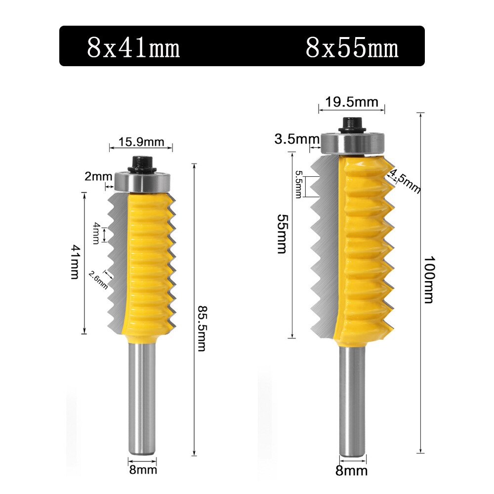 1PCS 8mm Shank Finger Joint Glue Milling Cutter Raised panel V joint Router Bits for Wood Tenon Woodwork Cone Tenoning Bit
