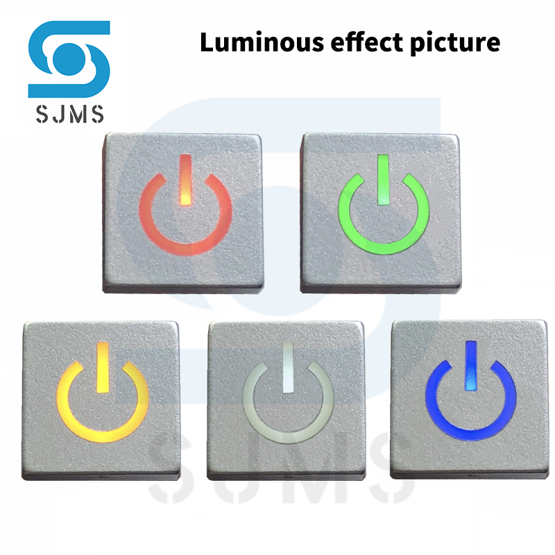 Tapa de interruptor cuadrado C10 LED, 10x10mm, con símbolo, 6x6mm, botón táctil LED