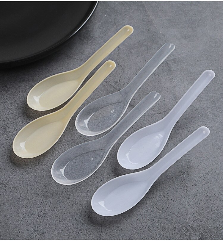 60/120 Uds Mini cuchara cocina claras de plástico desechables sopa