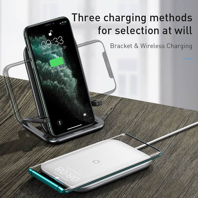 Baseus 15W Qi Wireless Charger Stand Voor Iphone 11 Pro Max Xr Qi Snelle Lading Telefoon Stand Multifunctionele Draadloze opladen Pad