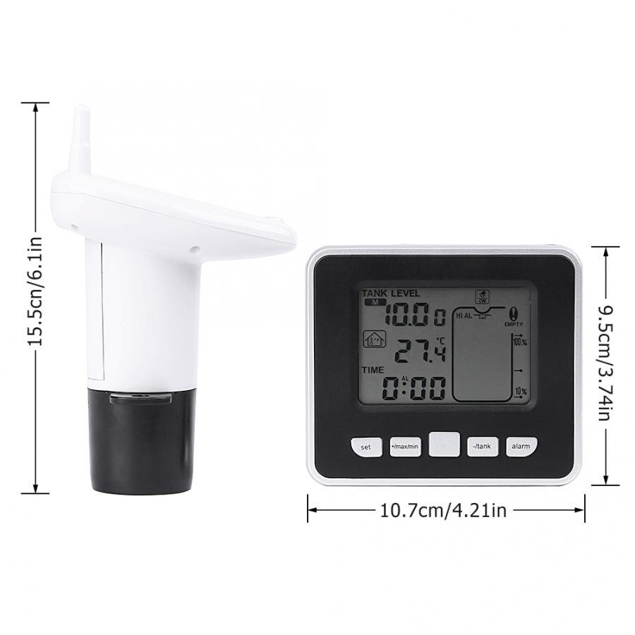 100M Wireless Ultrasonic Water Tank Level Meter Sensor Liquid Depth Sensor WIth Transmitter Time Alarm Level Measuring Tools