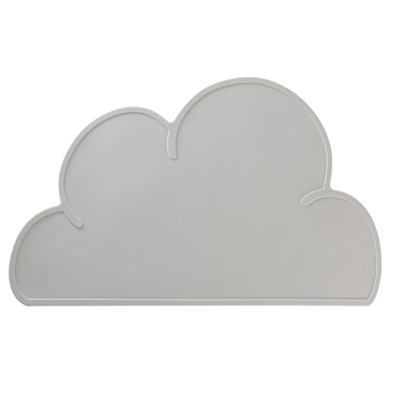 1Pc Cute Cloud Shape Placemat Kids Plate Mat Food Grade Silicone Table Pad Waterproof Pink/Blue Color: Light grey