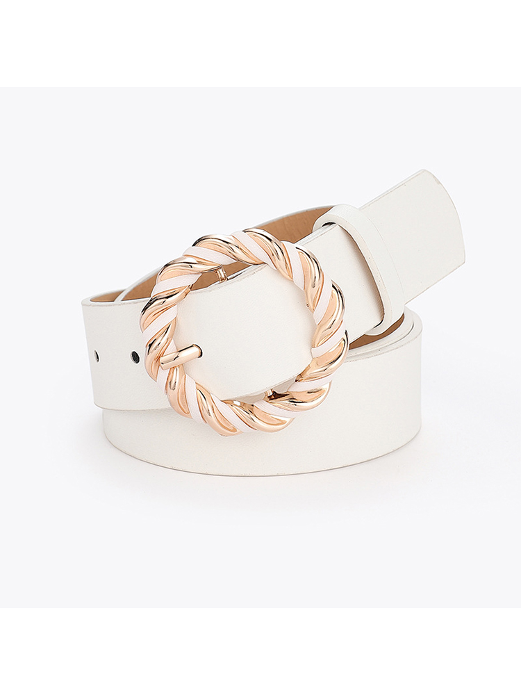 2022 Women Belt PU Leather Metal Pin Buckle Belts For Ladies Waist Belt Twist Ring Buckle Dress Jeans Waistband