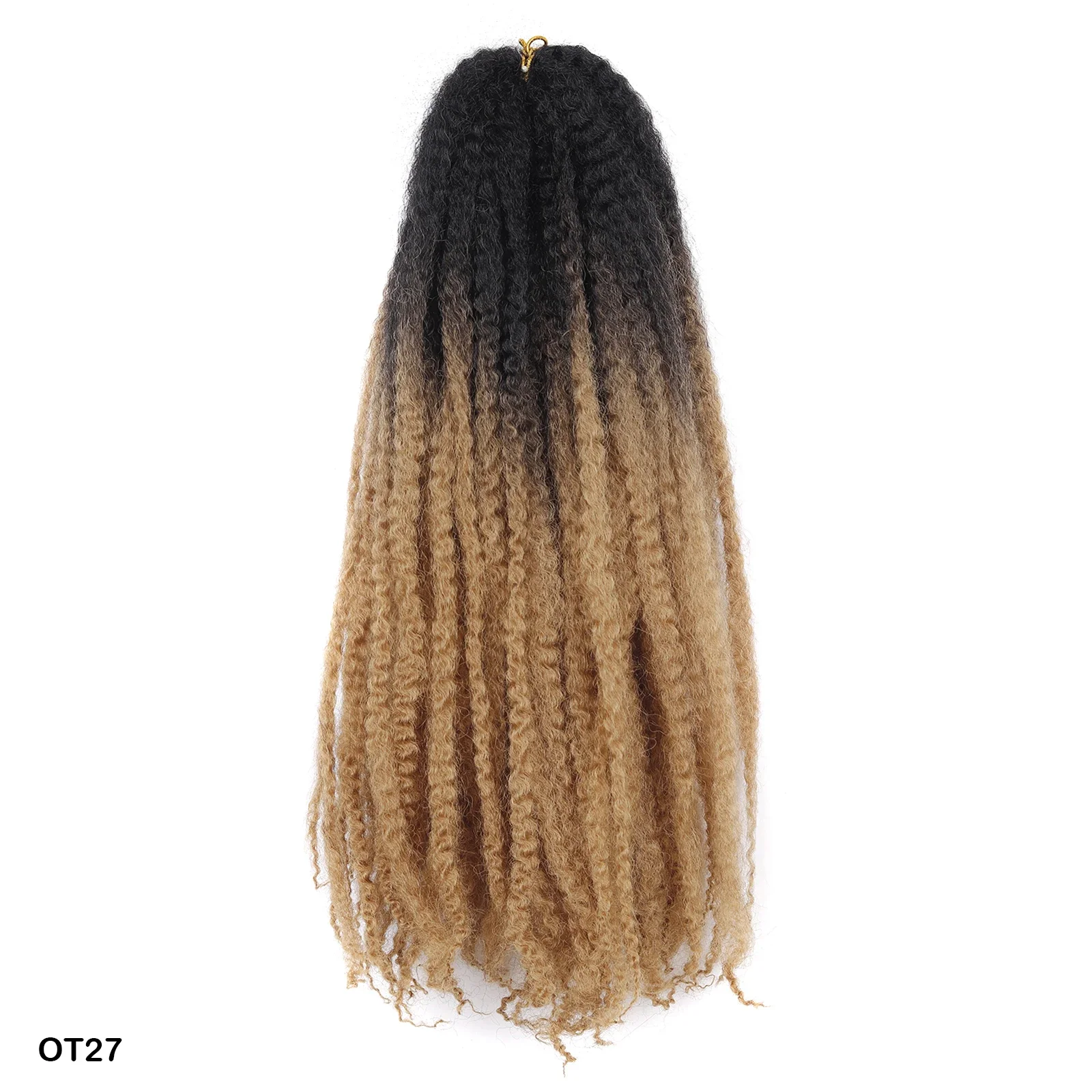 Pelo de ganchillo Marley Twist, pelo trenzado corto y rizado, trenzas bohemias, extensiones de cabello de ganchillo sintético, peinado Afro negro: T1B/27