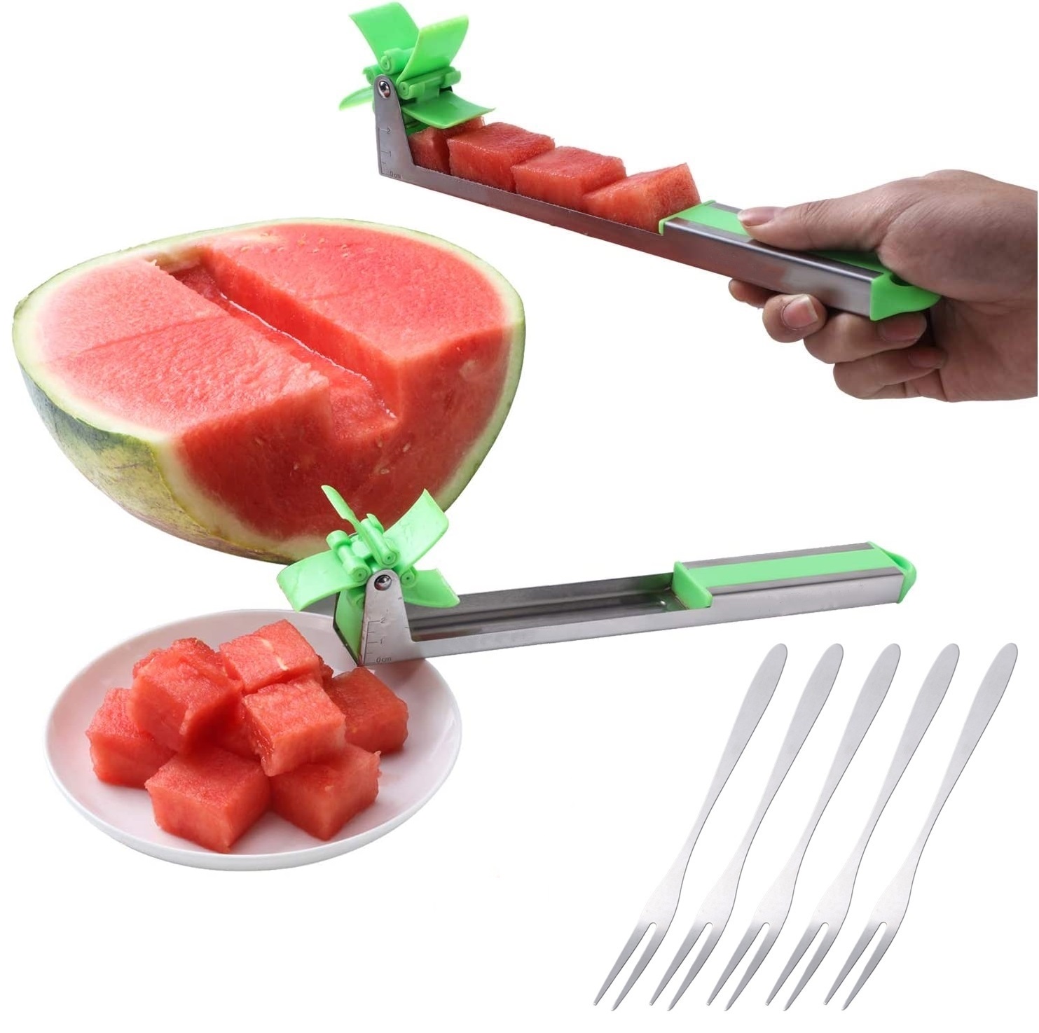 Vattenmelon skärare rostfritt stål väderkvarn skär vattenmelon köksredskap fruktskärare salladsverktyg kökstillbehör
