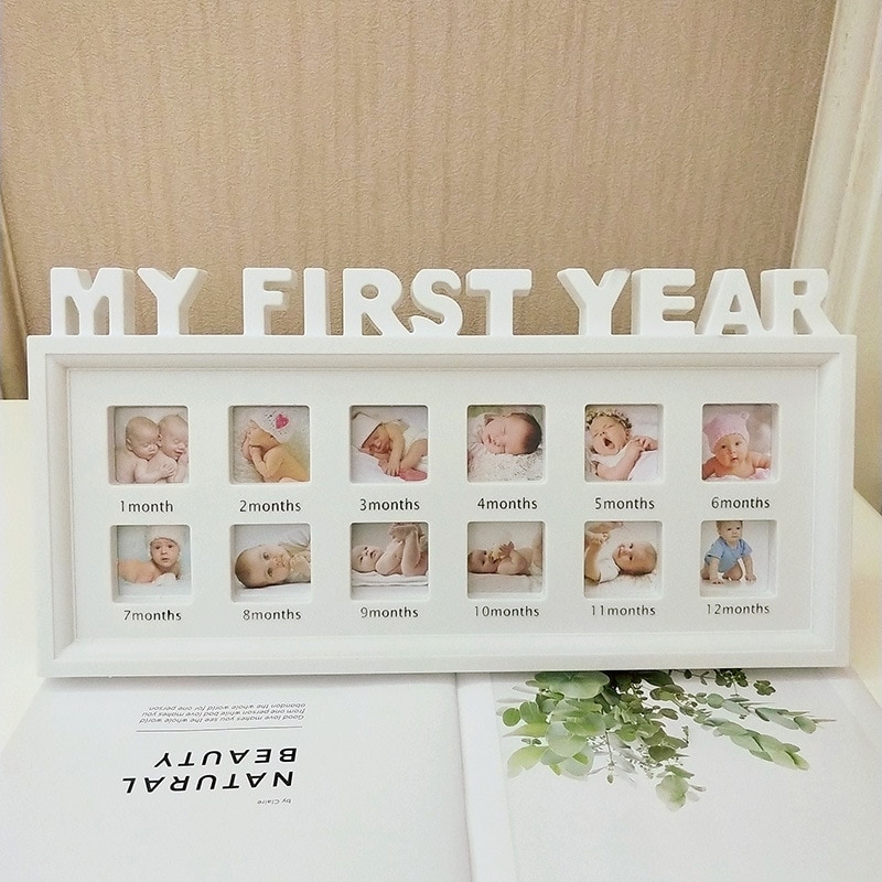 "mit første år" billeder souvenirs mindes gør-det-selv 0-12 måneder baby børn vokser hukommelse display plast fotoramme