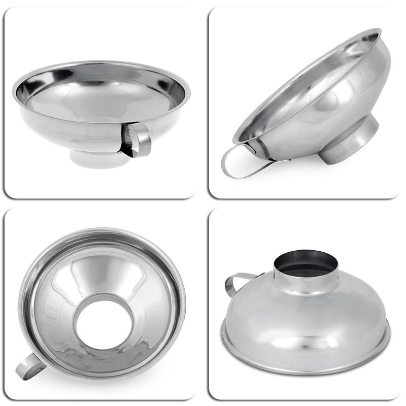 Kitchen Funnel with Wide Neck Transferring Liquid Trechter Canning Hopper Filter Stainless Steel Funnel
