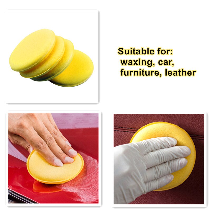 12Pcs Car Foam Sponge Yellow Sponge Pad for Vehicle Wax Car Home Care Cleaning Yellow Sponge Pad Car Waxing Maintenance Tools