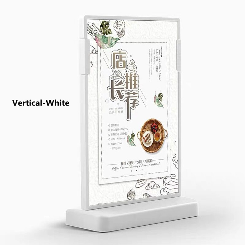A5 148*210mm T Shaped Double Sided Acrylic Paper Card Holder Display Stand Restaurants Menu Holder Stand Frame: Plastic Style 1