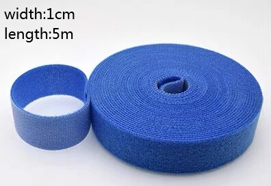 5m diy plast nylon kabelbindare manager lindare kabelklämmor kardborreband band trådrem förseglar kontor skrivbordshantering: 1 cmx 5m blå