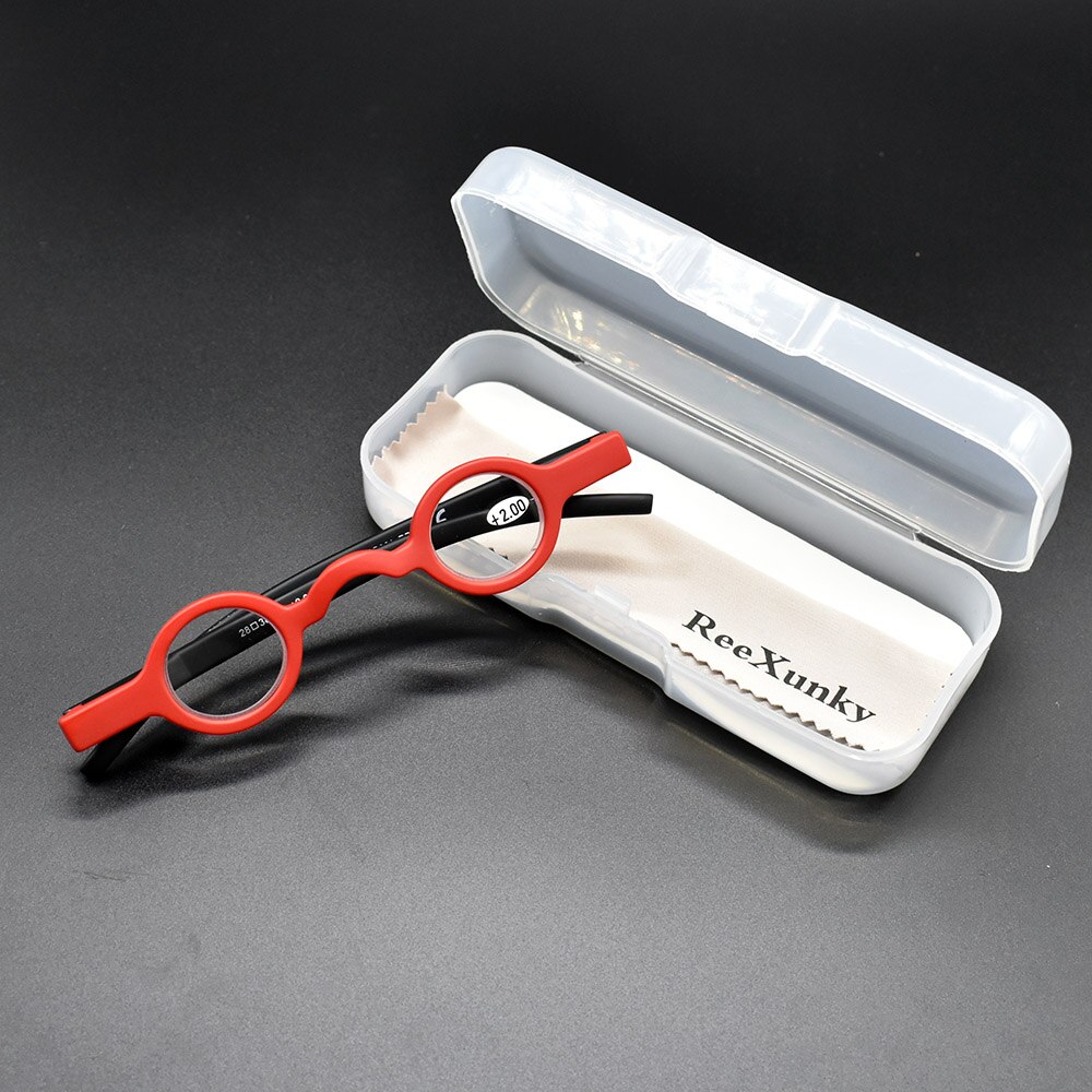Reexunky mini runde læsebriller mænd kvinder sort rød  tr90 brillestel retro briller fokus lup lunette 1.5 2.0 2.5