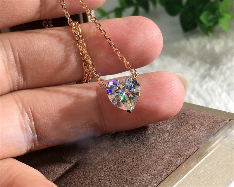Hartvorm Hanger Echte Zilveren Kleur Bijou Aaaaa Cz Liefde Bruiloft Hangers Met Ketting Voor Vrouwen Bruids Sieraden