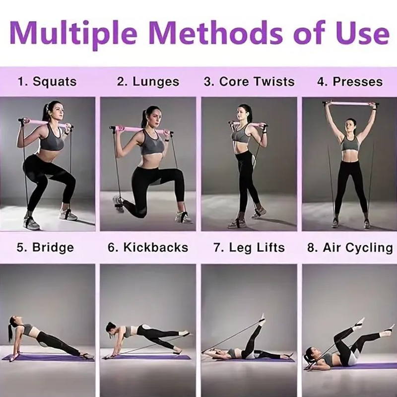 Pilatespinne multifunktionell fitnesspinne yoga pilatesutrustning hemma elasticitet träning höftdrag rep