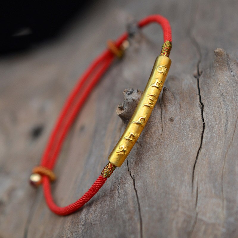 six-word mantra bracelet red rope Chinese knot braided hand rope ladies