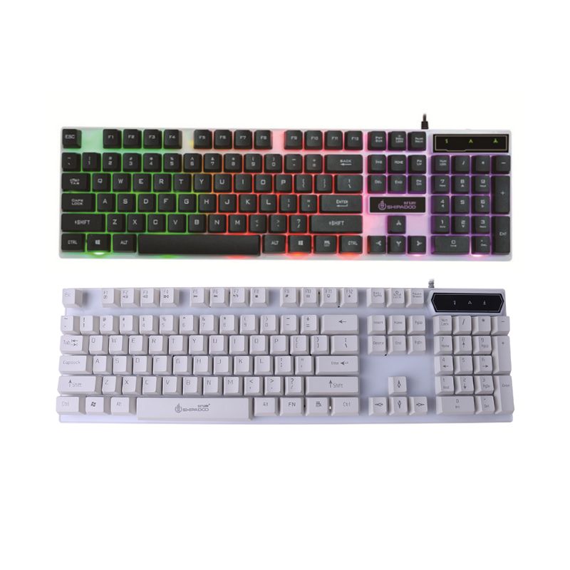 USB Computer Wired Keyboard Colorful Backlit Game Rainbow Glow Floating Button