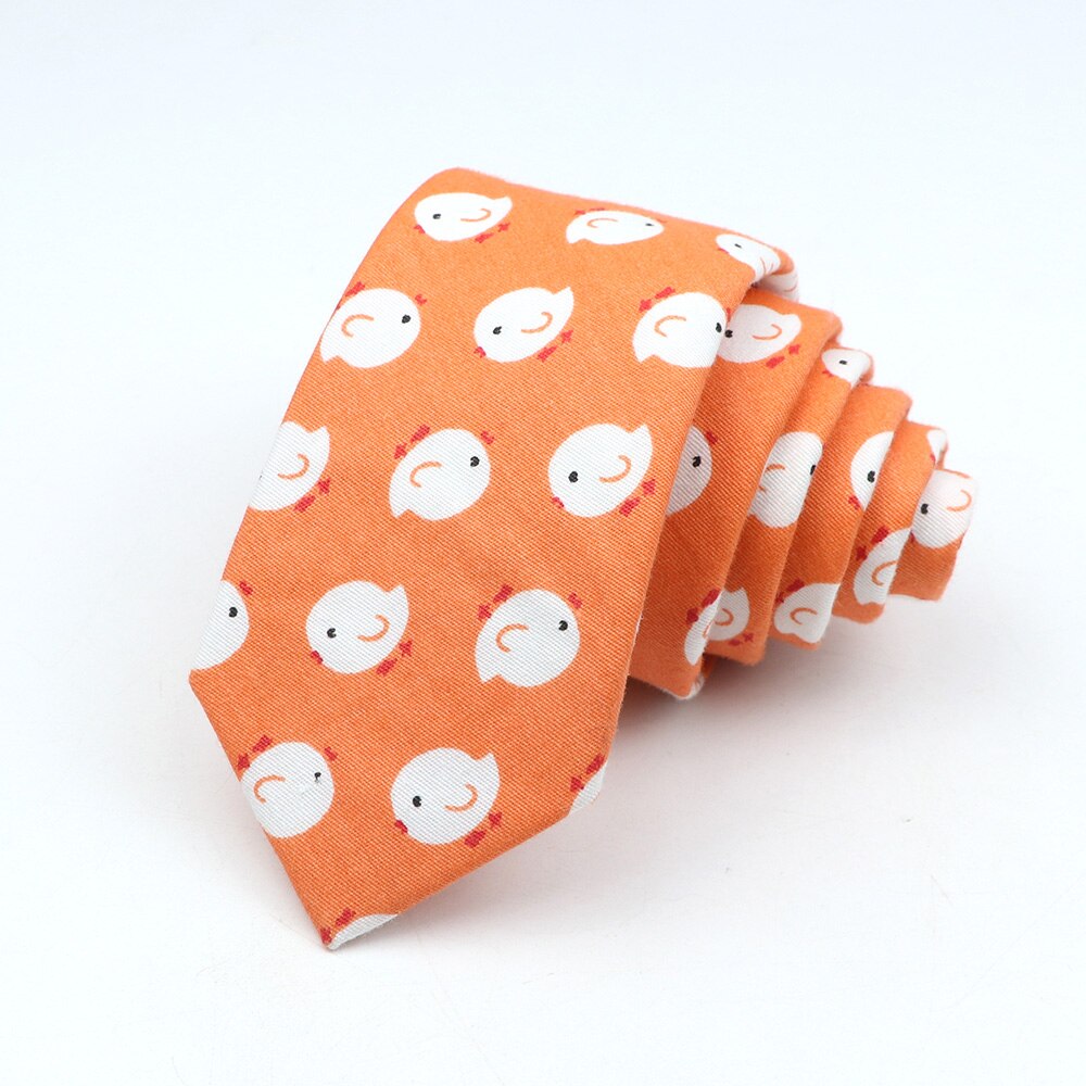 Corbata colorida bonita de dibujos animados para hombres y mujeres, corbata ajustada de algodón con estampado de frutas y animales, corbata estrecha de oso, pato y plátano, divertido
