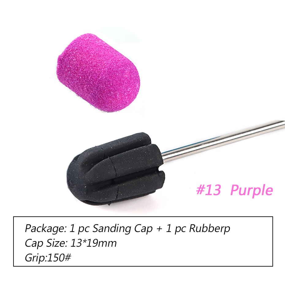 1pc taille mixte clou foret ensemble UV vernis nettoyage ongles limes 150 bandes de ponçage bloc casquettes électrique manucure Art outils BE725: No.13 Purple