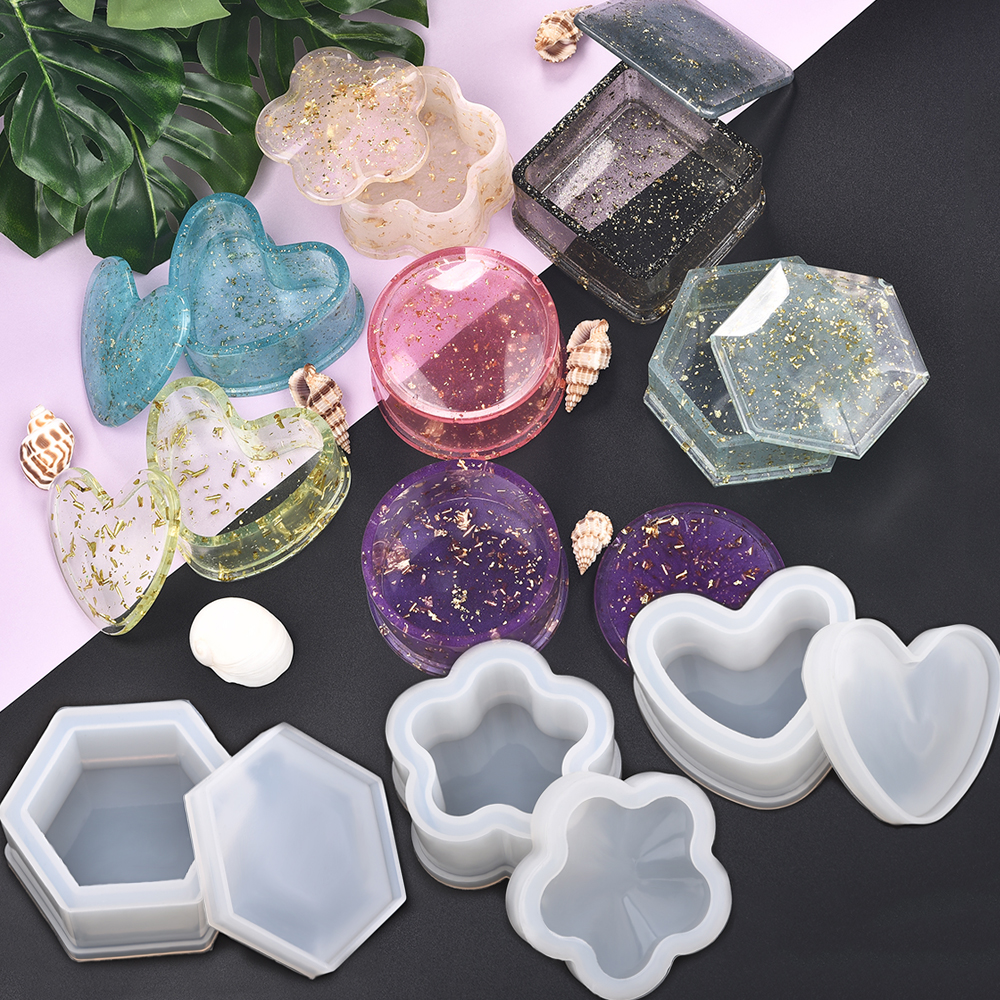 Resin Silicone Mold Storage Box Mold For Jewelry Making Heart Shape Cut Mold DIY Crystal Epoxy UV Box Jewelry Tools Moulds