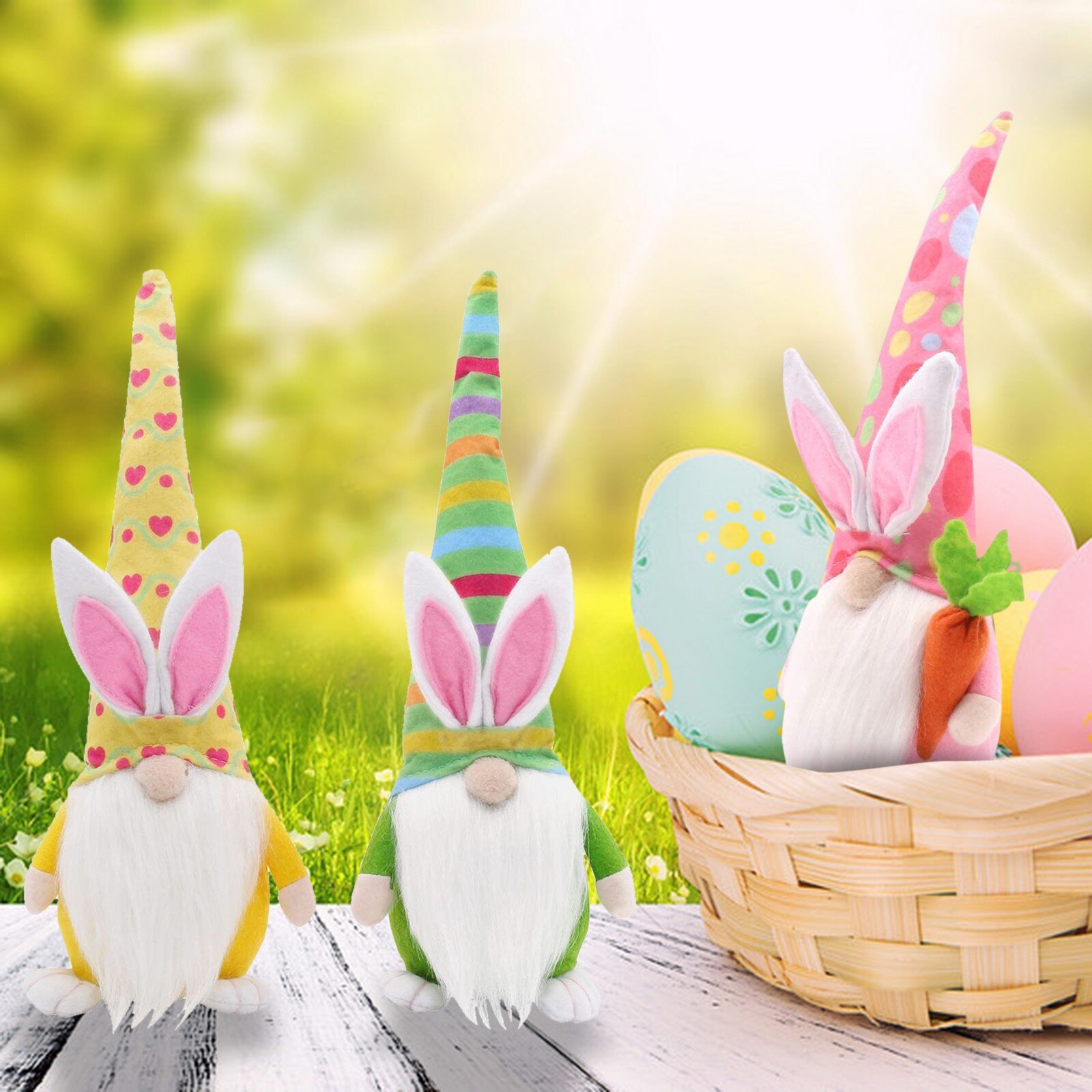 Easter Bunny Carrot Dwarf Faceless Doll Decoration Home Decorations 3pcs Simulation Decoration Home Party Accessories