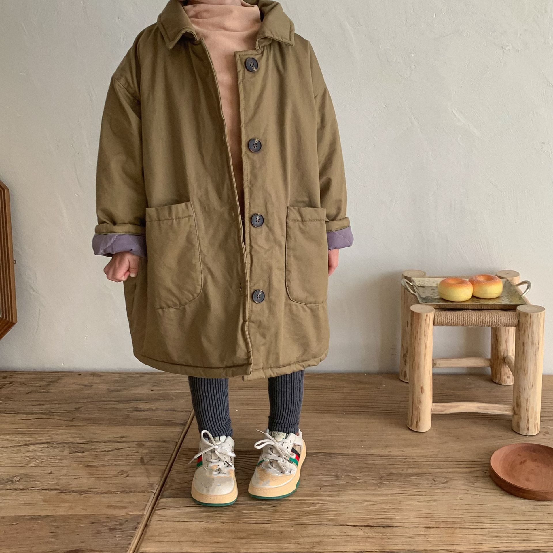 Cappotti imbottiti in cotone lungo per bambini nuovi in stile coreano inverno caldo addensare parka tinta unita capispalla Casual per bambini Unisex