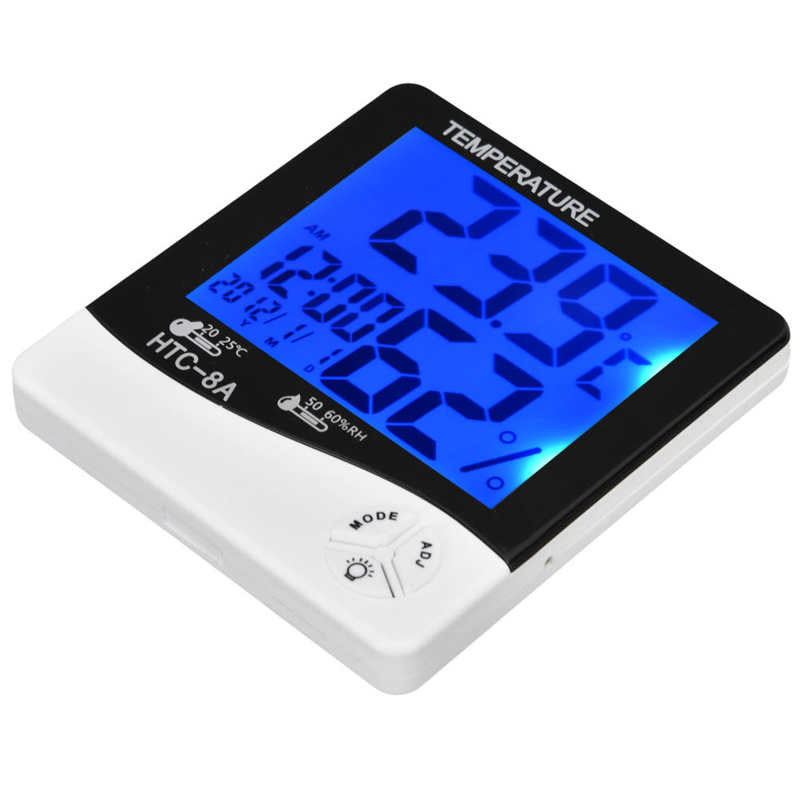Room Temperature Monitor LED Light Backlight Display Alarm Clock Function 24 Hour Automatic Recording Humidity Sensor