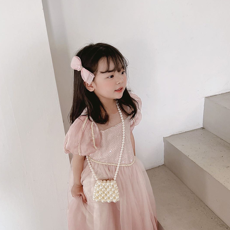 Kids Mini Purses Cute Girls Princess Pearl Crossbody Bags for Women Coin Wallet Kawaii Baby Party Clutch Purse