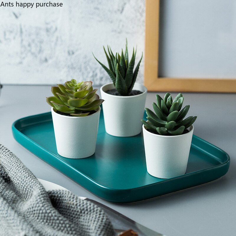 Nordic Matte Series Rectangle Ceramic Tray Sample Room Bathroom Living Room Storage Tray Bathroom Set Tray Trays Decorative