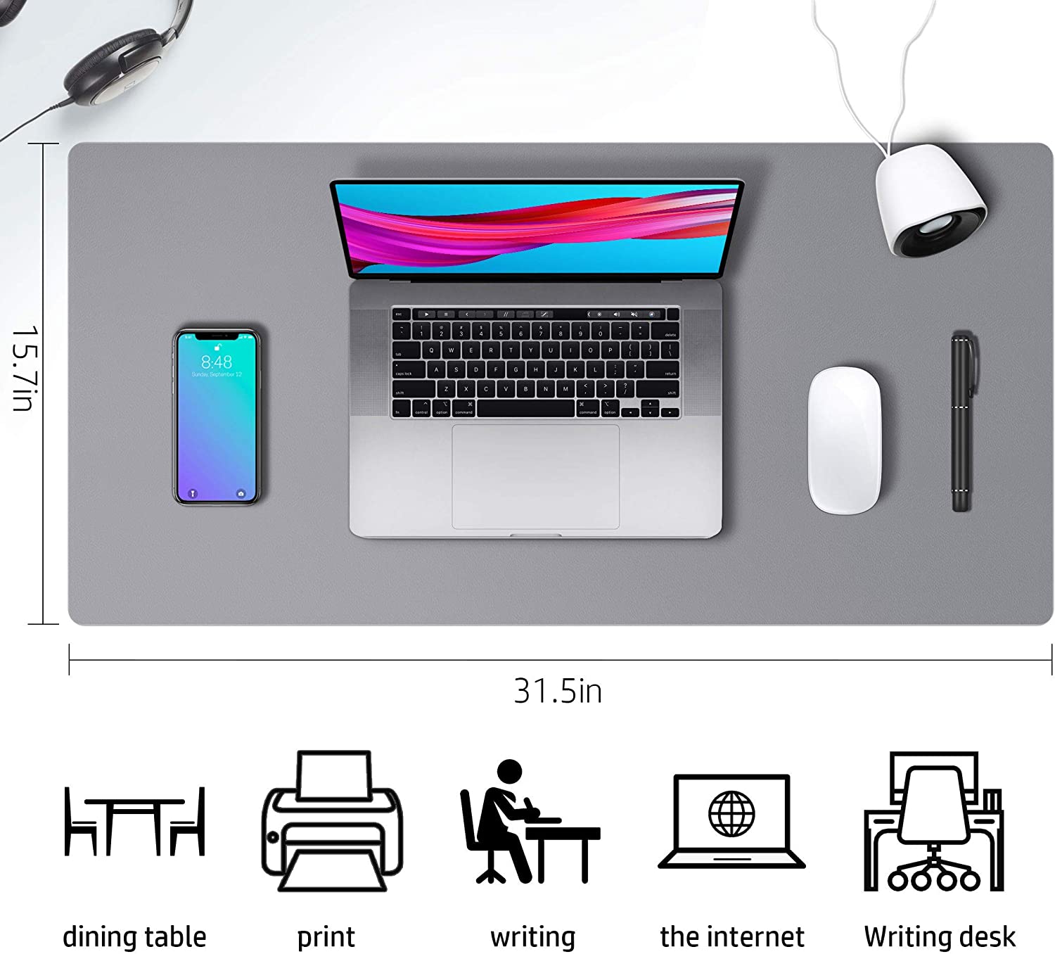 Desk Mat Waterproof PVC Mouse Pad Leather Desk Protective Cover Pink Large Computer Girls Laptop Non-slip Gaming Keyboard Mats: XS / BROWN