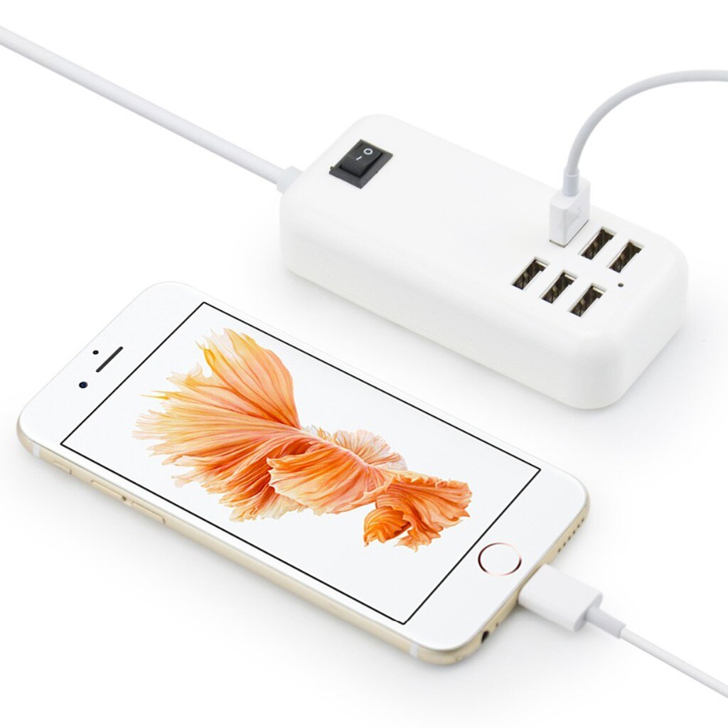 USB HUB 6 Ports Splitter With Switcher Power Adapter Desktop Wall Charging Extension Socket Outlet 5V AC EU US UK Plug