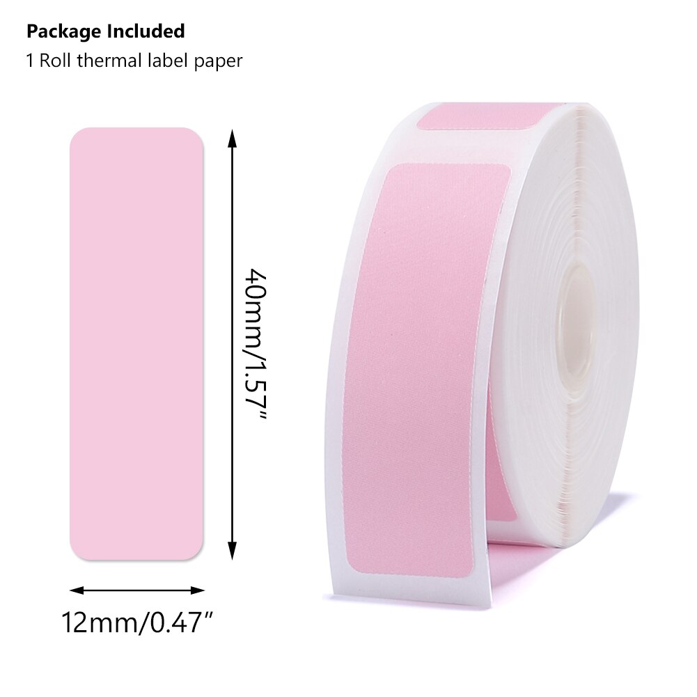 D11 Label Printer Mini Portable Pocket No Ink Wireless Label Maker Machine for Mobile Phone Home Office Use Print With Name: Pink paper 01