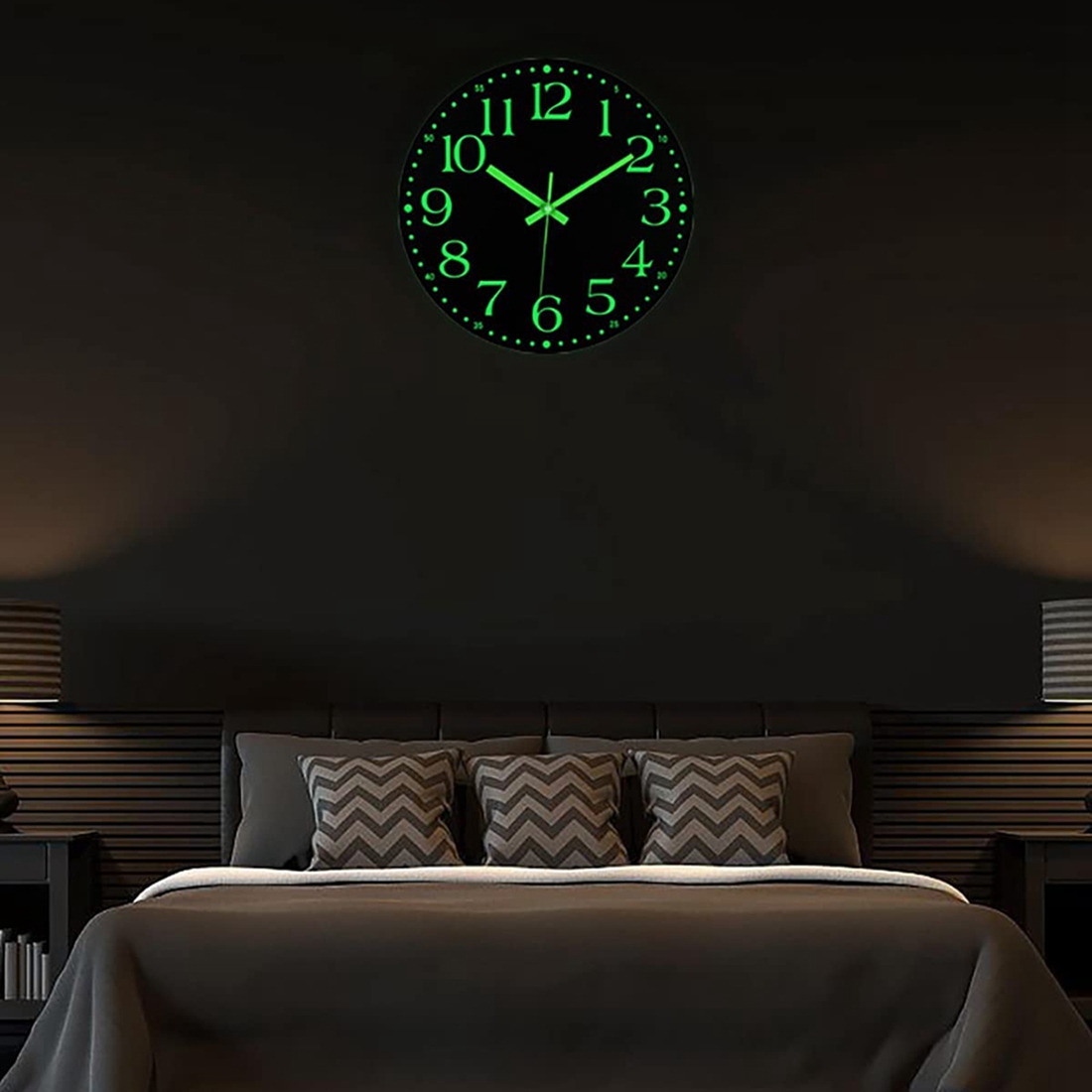 Lichtgevende Muur Cloc,12 Inch Stille Niet-Tikkende Klok Op Batterijen, Verlichte Wandklok Decoratie Voor Slaapkamer