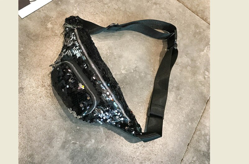 Women Waist Packs Girls Sequins Glitter Bag Fanny Pouch Hip Purse Satchel Chest Casual Ladies Handbags: C