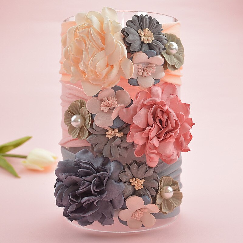 Kleinkind Mädchen Kind Baby Bogen Hairband Elastische Stirnband Nette 3D Blume strecken Turban Blume Kopf Wickeln Prinzessin Haar Zubehör