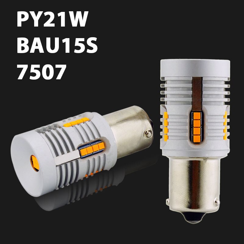 Luz LED de intermitente VANSSI 7507 Bau15s PY21W, resistencia integrada T20 7440 7440NA WY21W, LED Canbus, No hiperflash, ámbar, amarillo: Bau15s PY21W