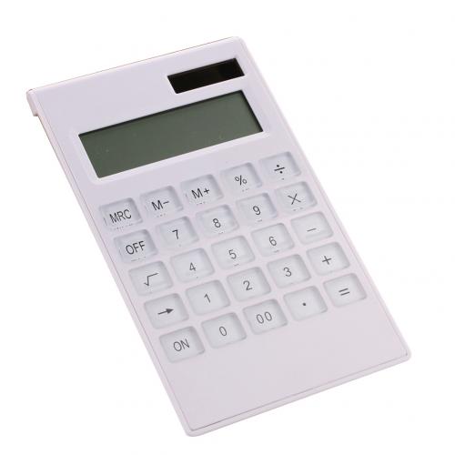 12 Digital Calculator Crystal Buttons Solar Battery Dual Power Office Supplies: Default Title