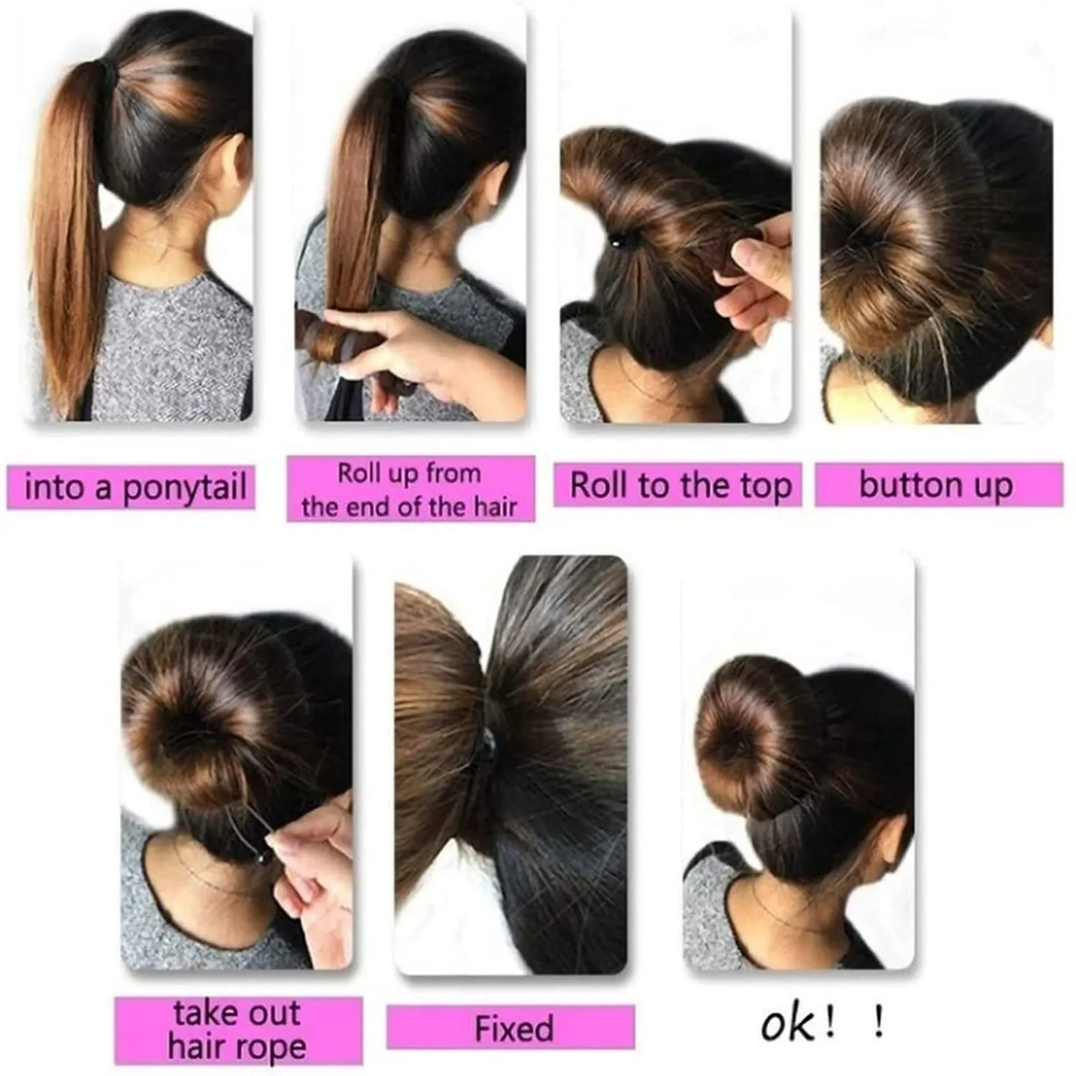 Criador de coque de cabelo para meninas e mulheres, Magic Foam Sponge, Easy Big Ring, Hair Styling Tools, Acessórios para penteado, Donut Fashion