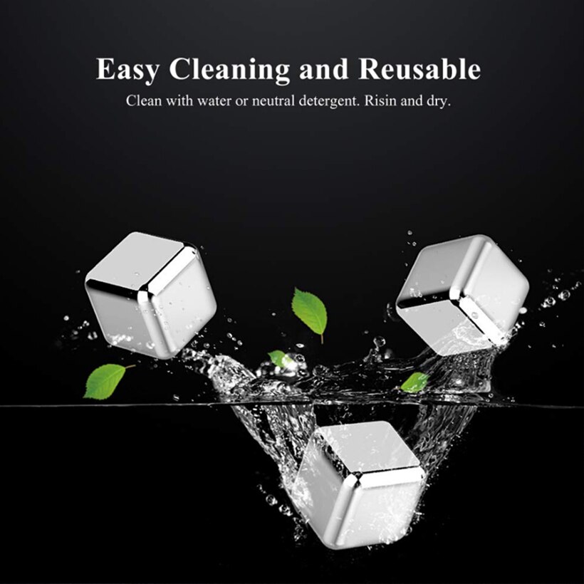 Stainless Steel Ice Cube Tray Cubes Reusable Chilling Stones For Whiskey Wine Bar Tools Rocks Cooler Bucket Beer Barware Drink