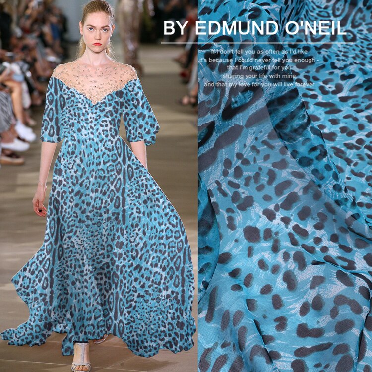 Leopard Print Mulberry Silk Chiffon Fabric for Sewing Clothes Custom Thin Silk Yarn Dress Fabrics Per Meter