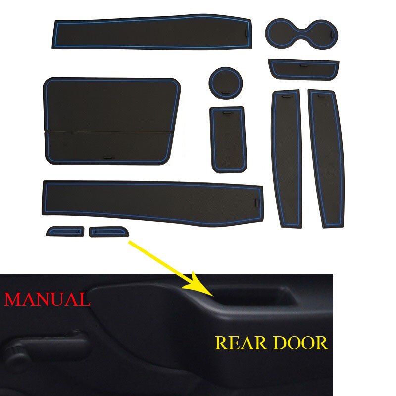Non Slip Door slot cup mat storage rubber interior mats for Dacia Logan II Sandero 2 Stepway second generation year: 11pcs BLUE B set