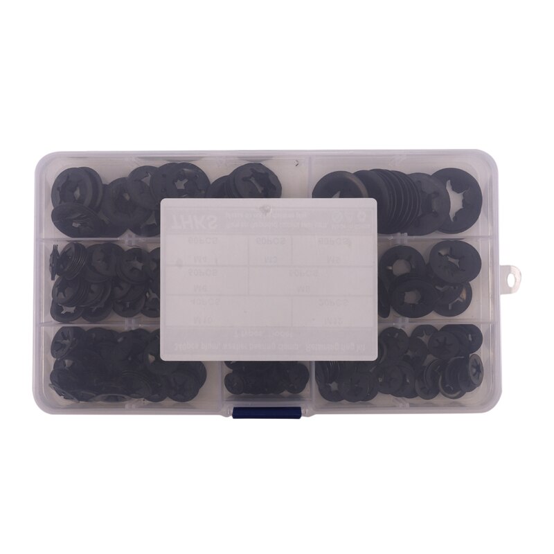 340Pcs Internal Tooth Starlock Washers Lock Washers Assortment Kit, Push on Speed Clips Fasteners Assortment Kit (7 Size)