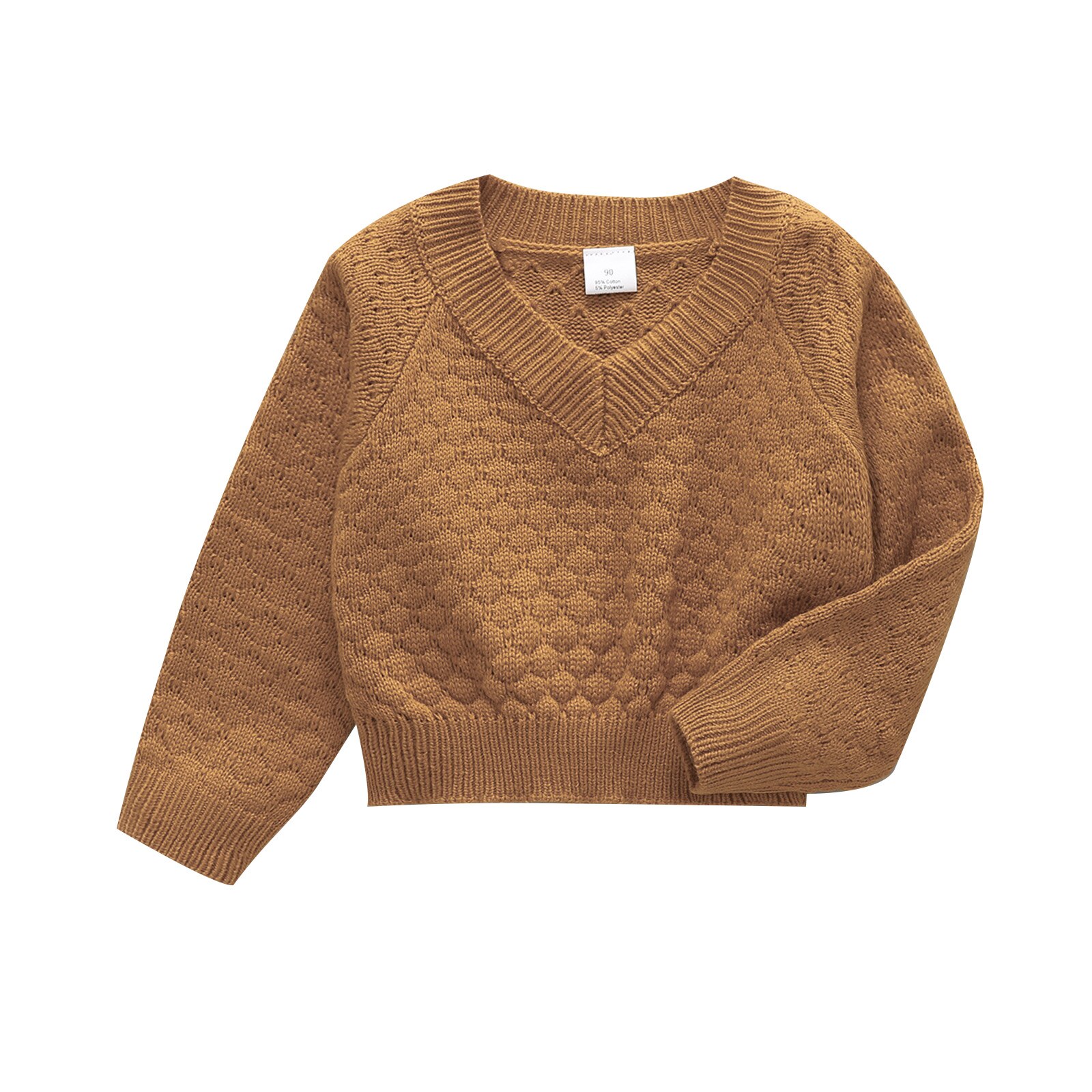 1-6Y autunno inverno bambini ragazze maglione lavorato a maglia top 2 colori solido manica lunga scollo a V Pullover capispalla caldi: B / 3T