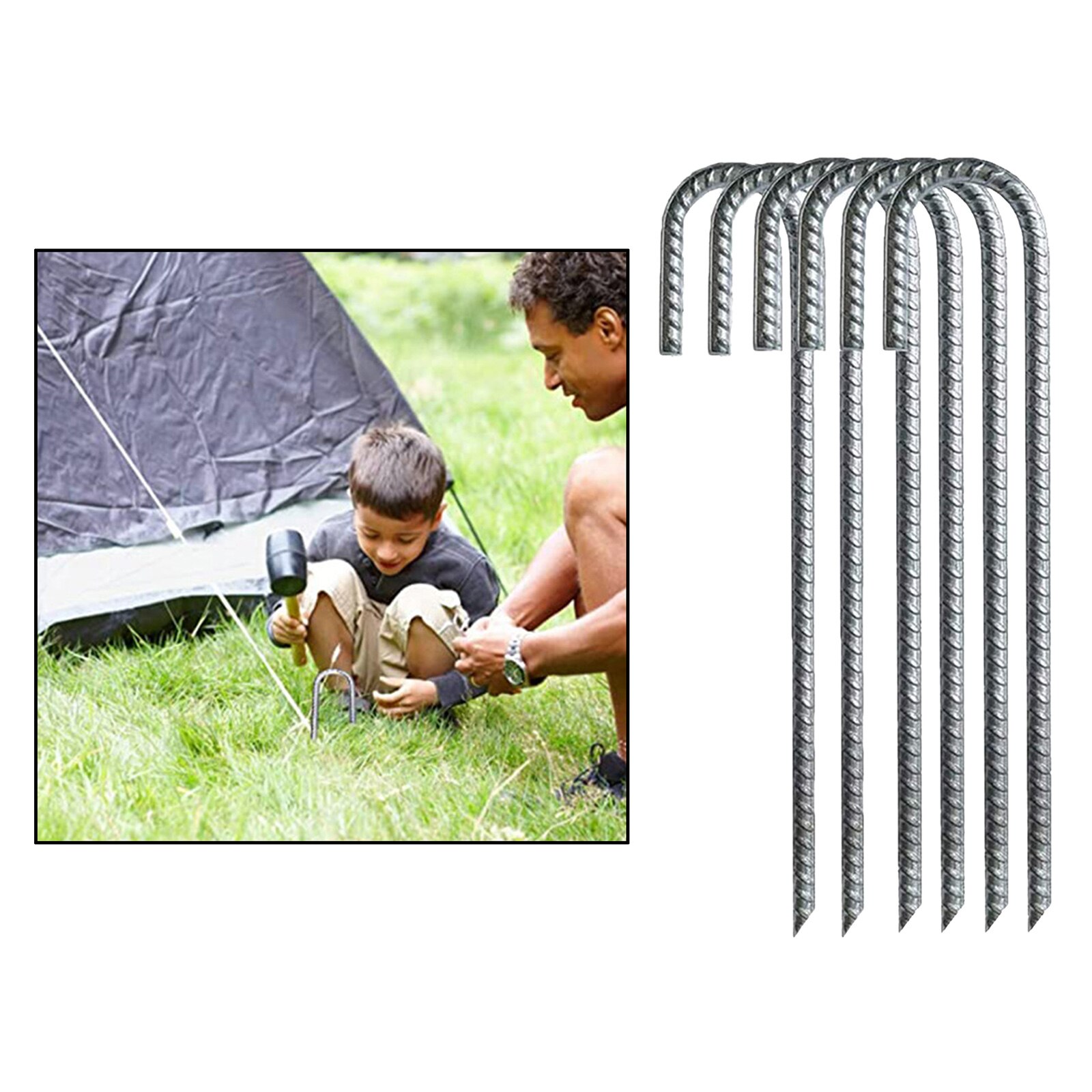 6pcs/set Steel Ground Rebar Stakes Plant Support Trampoline Anchors Gazebos Tents Trampolines